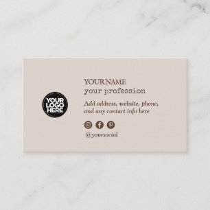 Custom Logo Minimalist Social Media Icons Business Card