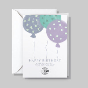 Custom Logo Modern Balloons Business Birthday Card