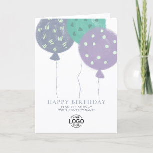 Custom Logo Modern Balloons Business Birthday Card
