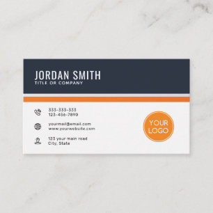 Custom Logo Modern Black and Orange Business Card