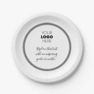 Custom Logo Modern Black White Paper Plate