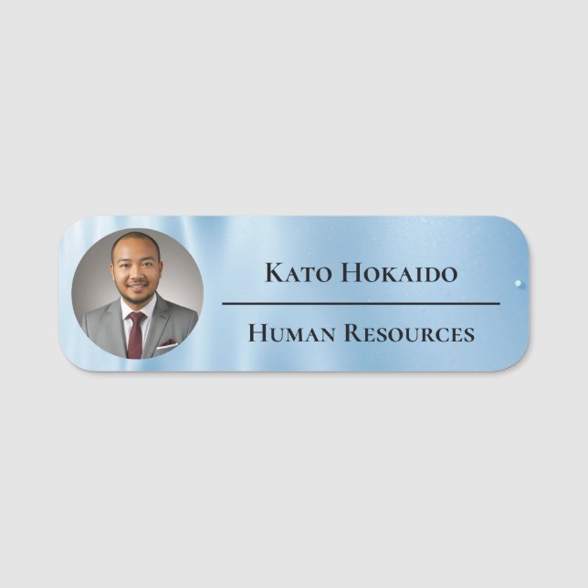 Custom Logo modern blue sky aesthetic Name Tag (Front)