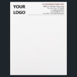 Custom Logo Modern Business Name Office Letterhead<br><div class="desc">Custom Simple Business Office Letterhead with Logo - Add Your Logo - Image / Business - Company Name and Contact Information - Choose / add your favourite text colours. Resize and move or remove and add elements - Image / text with customization tool ! Good Luck - Be Healthy !...</div>
