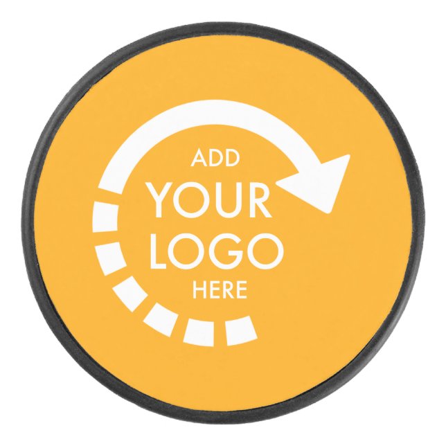 Custom Logo Modern Business | Retro Gold Hockey Puck (Front)