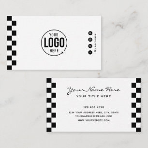 Custom Logo Modern Checkered Professional Business Card