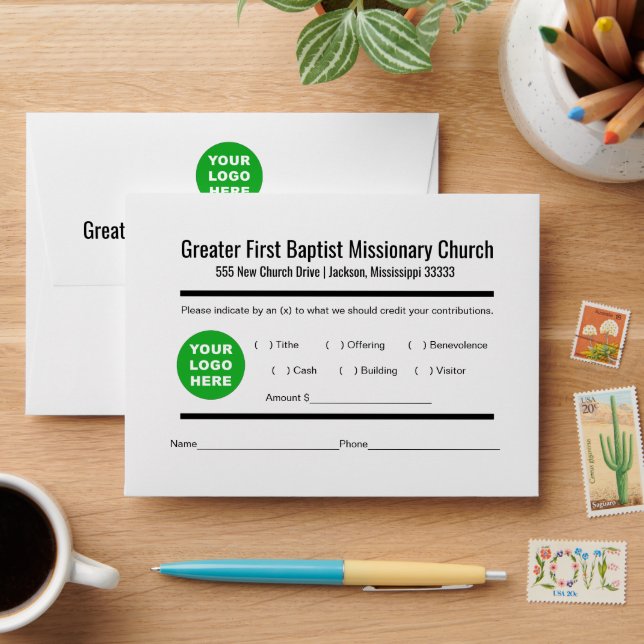Custom Logo Modern Church Tithe Envelope  (Desk)