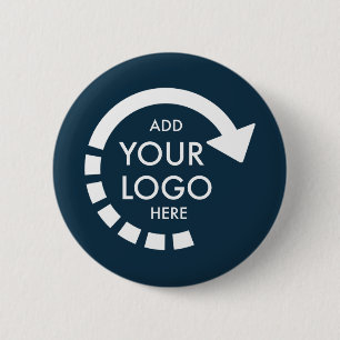 Custom Logo Modern Corporate Business   Navy Blue 2 Inch Round Button