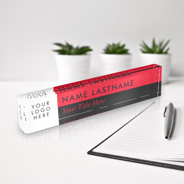 Custom Logo Modern Duo Colour Half Red Black Nameplate (Creator Uploaded)