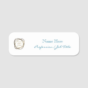 Custom Logo Modern Elegant Aqua Turquoise White Name Tag