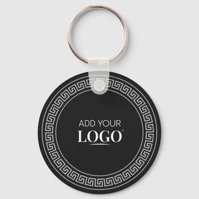 Custom Logo Modern Elegant Corporate Greek Meander Keychain (Front)