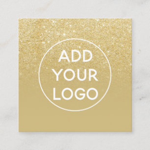 Custom logo modern gold glitter gold ombre square business card