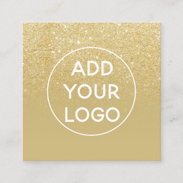 Custom logo modern gold glitter gold ombre square business card (Front)