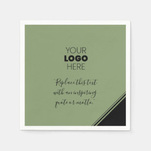 Custom Logo Modern Lines Black Green Napkins