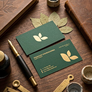 Custom Logo Modern Luxury Emerald Green Gold Business Card