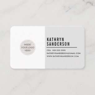 CUSTOM LOGO modern minimal neutral pale grey white Business Card