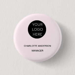 Custom Logo Modern Minimalist Blush Pink 1 Inch Round Button