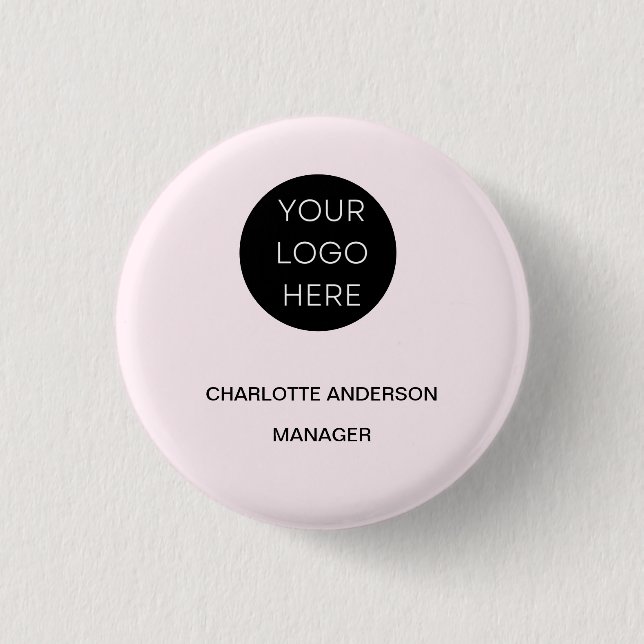 Custom Logo Modern Minimalist Blush Pink 1 Inch Round Button (Front)