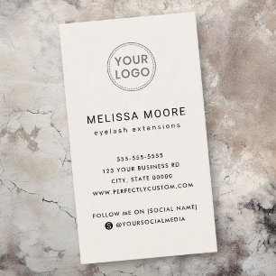 Custom logo modern minimalist light tan vertical business card
