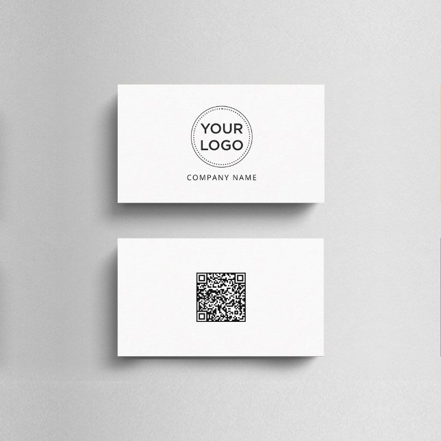 Custom Logo Modern Minimalist QR Code White Business Card (Creator Uploaded)
