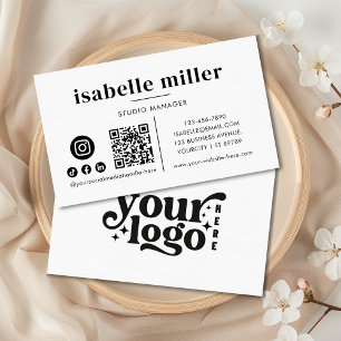 Custom Logo Modern Minimalist Social Media Icon QR Business Card
