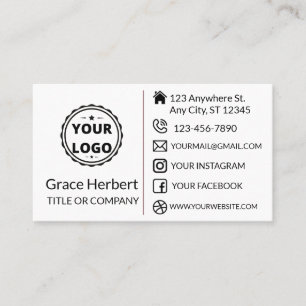 Custom logo modern minimalist social media icons business card
