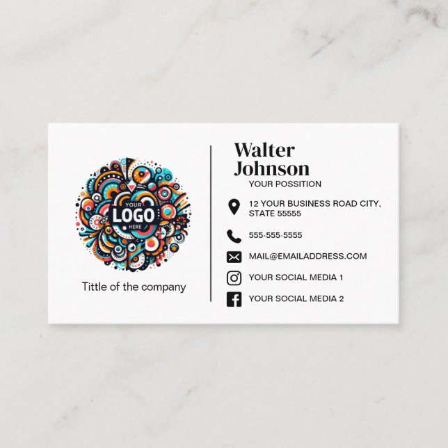 Custom logo modern minimalist social media icons  business card (Front)