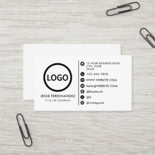 Custom logo modern minimalist social media icons business card
