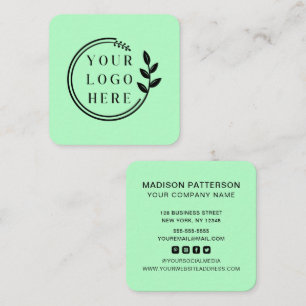 Custom Logo Modern Minimalist Social Media Icons Square Business Card