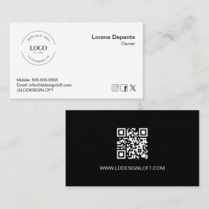 Custom Logo Modern Minimalist Social Media QR code Business Card