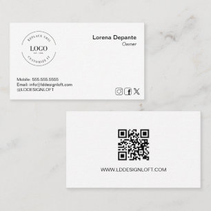 Custom Logo Modern Minimalist Social Media QR code Business Card