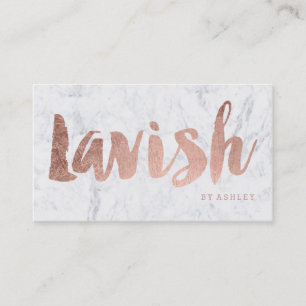 Custom logo modern rose gold typography marble business card