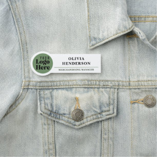 Custom Logo Modern Sage Green Employee Name Tag
