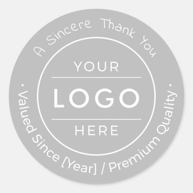 Custom Logo Modern Silver Professional Branding Classic Round Sticker (Front)