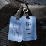 Custom Logo Monogrammed Blue Brushed Metal Luggage Tag<br><div class="desc">Custom Logo Monogrammed Blue Brushed Metal Luggage Tag. Personalize it with your details and your company logo.</div>