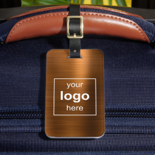 Custom Logo Monogrammed Copper Brushed Metal Luggage Tag