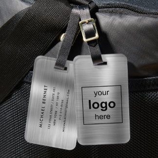 Custom Logo Monogrammed Silver Grey Luggage Tag