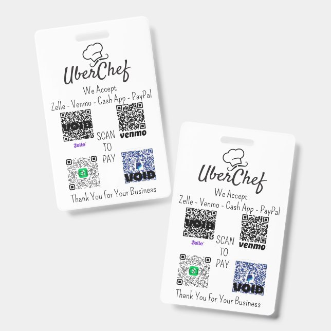 Custom Logo Multi-QR Code Cashless Payment Badge (Front & Back)