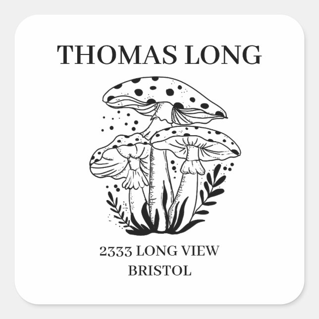 Custom logo Mushroom wood business wooden Square Sticker (Front)