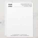 Custom Logo Name Address Info Business Letterhead<br><div class="desc">Your Colours and Font - Custom Name Simple Personalized Business Office Letterhead with Logo - Add Your Logo - Image / Business Name - Company / Address / Contact Information - Website / E-mail / Phone / more - Resize and move or remove and add elements / image with customization...</div>