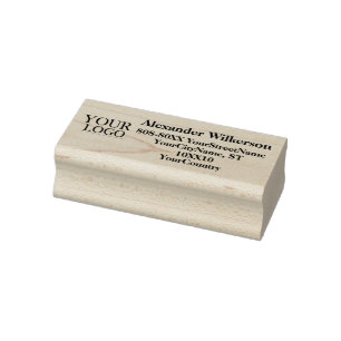 Custom Logo Name and Address Simple Bold Text Rubber Stamp