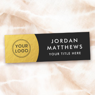 Custom logo, name and title golden gradient black tag
