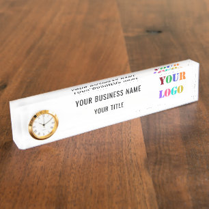 Custom Logo , Name and Title Personalized Elegant Nameplate