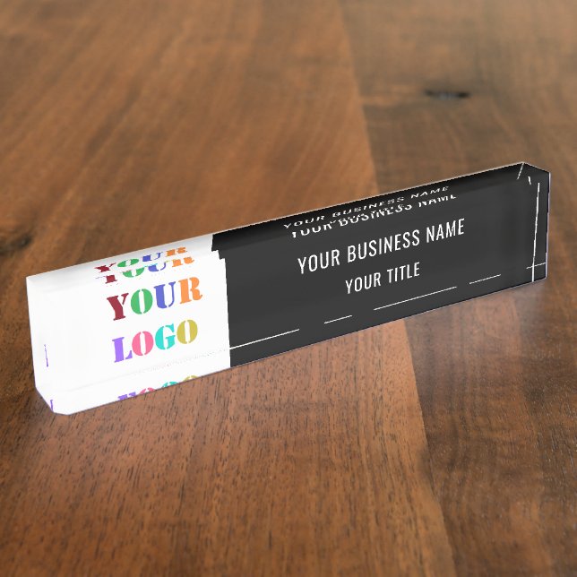 Custom Logo , Name and Title Personalized Modern - Nameplate (Side)