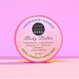 Custom Logo Name Body Butter Cosmetics Holograph P Classic Round Sticker