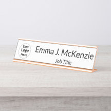 Custom Logo & Name Desk Plate for Office