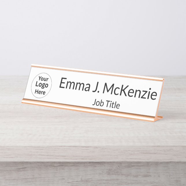 Custom Logo & Name Desk Plate for Office (Front)