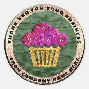  Custom Logo Name Gold Custom Green Cake Sweet Classic Round Sticker