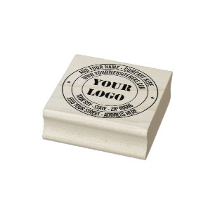 Custom Logo Name Info Address Round Rubber Stamp