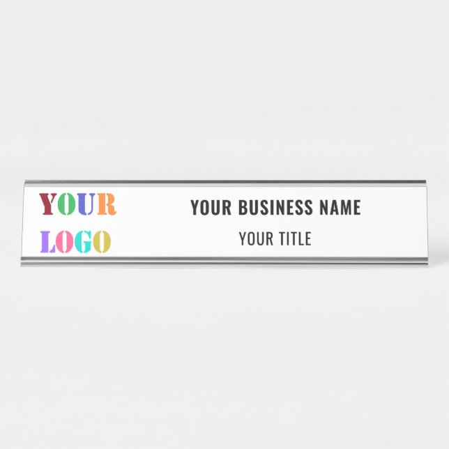 Custom Logo Name Info Business Office Template Desk Name Plate (Front)