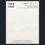 Custom Logo Name Info Letterhead Your Colours Font<br><div class="desc">Your Colours Custom Name Simple Personalized Black and White Business Office Letterhead with Logo - Add Your Logo - Image / Business Name - Company / Address / Contact Information - Website / E-mail / Phone - Resize and move or remove and add elements / image with customization tool. Choose...</div>